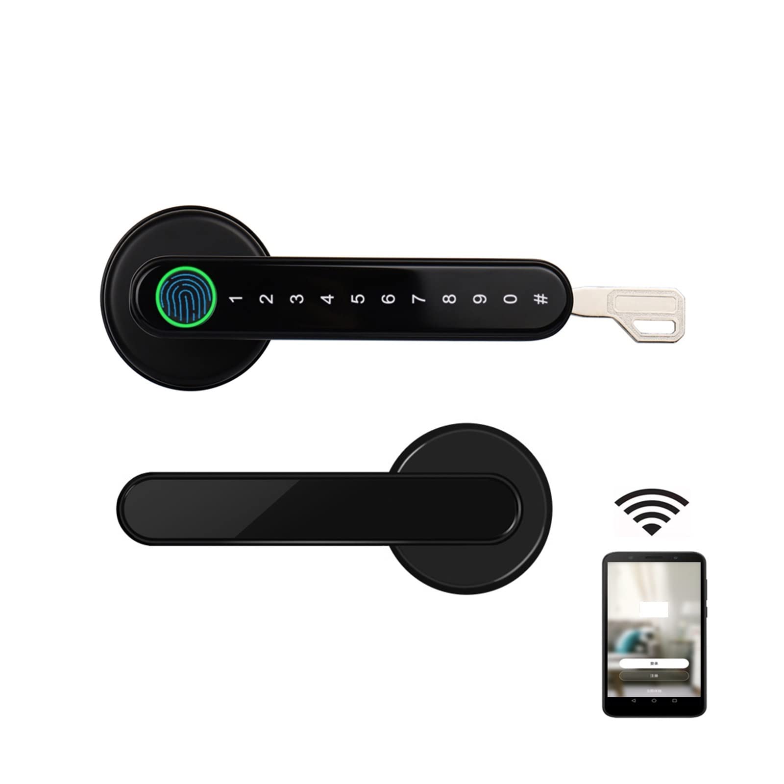 Cerradura Inteligente Cerradura biométrica de huella dactilar inteligente con Control remoto compatible y aplicación Tuya for puerta Metal madera interior(5845 with gateway)
