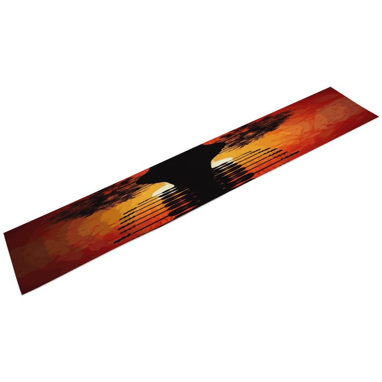 Btcowzrv Style Guitar Music Sunset Linen Table Runner 72.4 Inches Long, Machine Washable Table Runner For Party Kitchen Dining Table Coffee Holiday Party Decor, 13.4"X72.4"