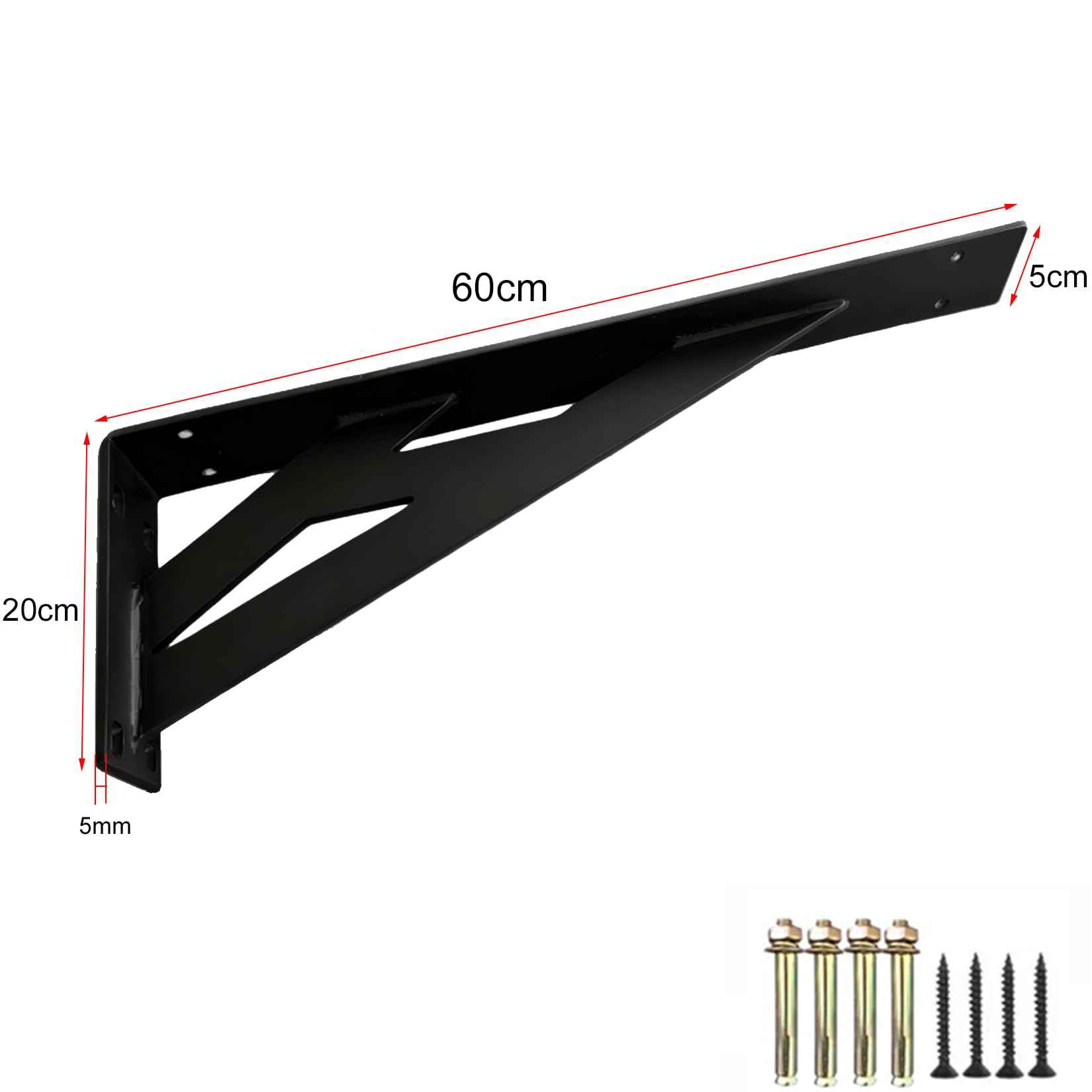 2 Piezas Soportes para Estantes de Pared, Escuadra para Estanterías,Soporte para Estanterías Pesados,Soportes Estantes Triangulares de 90 Grados Angular,con Tornillos (60cm)