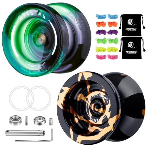 Image of MAGICYOYO Professional Yoyo Set N11+K2, Responsive Yoyo & Unresponsive Yoyo for Kids 8-12, Advanced, Pro Yoyo with 12 Yoyo Strings,Yoyo Bag,Yo-Yo Accessory Kit (N11 Black Golden+ K2 Black Green)