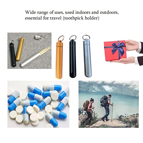 Acoiay Portable Toothpick Holder Stainless Steelaluminum Waterproof,Toothpick Case Travel Pocket3 Pieces With Keychain, Foroutdoor Picnic And Camping(A) (A) #TOP3