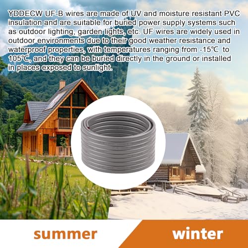 Image of 14 /3 UF-B Wire - 100FT 100% Pure Copper 14AWG 3 Connector Direct Burial Electrical Cable 14 Gauge for Underground Feeder Wet or Corrosive Locations Indoor & Outdoor etc