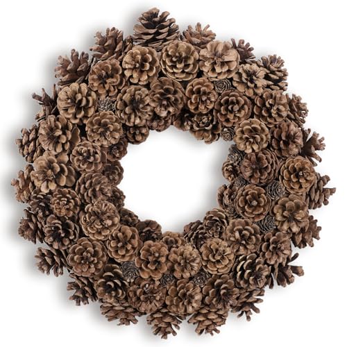 Fall Wreaths for Front Door 18 Inch Pine Cone Wreath for All Seas...