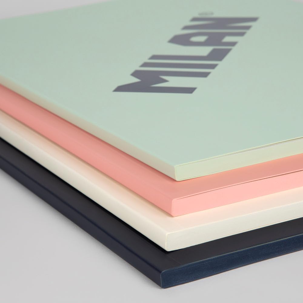 MILAN® Libreta encolada A4, cuadrícula de 5x5mm, 48 hojas A4, Papel de 95 gr/m², serie 1918, azul