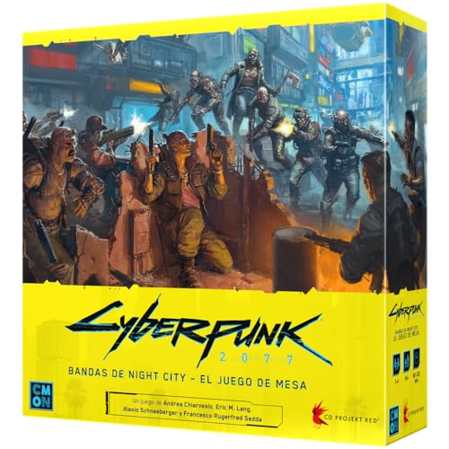 CMON | Cyberpunk 2077: Night City Gangs | Strategiebrettspiel für Erwachsene und Jugendliche | Ab 14 Jahren | 1 bis 4 Spieler | 90-120 Minuten pro Partie | Spanisch