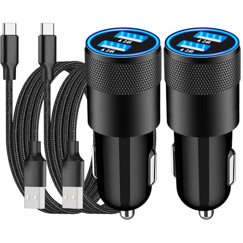 [Apple MFi Certified] iPhone 16 Fast Car Charger, Braveridge 2Pack 4.8A USB Car Power Cigarette Lighter USB-C Car Carplay Charger with Type-C Braided Cable for iPhone 16 Pro/16 Pro Max/15/15 Pro/iPad