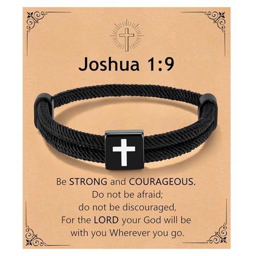 TempBeau WWJD Cross Bracelet for Men - Braided Rope Strand Bracelet Birthday Gift Ideas First Communion Confirmation Christian Baptism Gift for Men with Adjustable Metal,Easter Basket Stuffers for Men - image 7