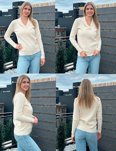 Image of Zeagoo Womens Sweaters Fall Fashion 2025 Long Sleeve Tops V Neck Business Casual Collared Knit Tunic Pullover Outfits
