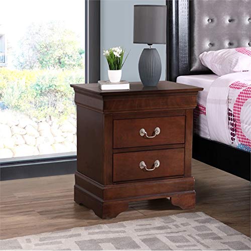 MAKLAINE Traditional Engineered Wood 2 Drawer Nightstand in Cappuccino