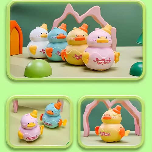 Image of Crackles Wind-Up Duck - Mini Clockwork Animal That Walks and Flaps Wings - No Battery Cute Baby Toy, Return Gift, Crawling Toy for Toddlers & Kids Mini Car - Multicolor - Pack of 1