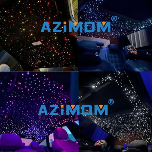 Image of AZIMOM 6LED Colorful Fiber Optic Starlight Headliner Kits 180pcs*0.03in*6.5ft Fiber Strands APP& Remote Control Mix Color Chase Timing Fiber Optic Star Light for Car Home Sky Star Decoration