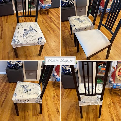 Image of SearchI Stretch Dining Chair Seat Covers Set of 6, Soft Removable Washable Seat Covers for Dining Chairs, Dining Room Seat Cover Protector (Rear-Covered, Butterfly)