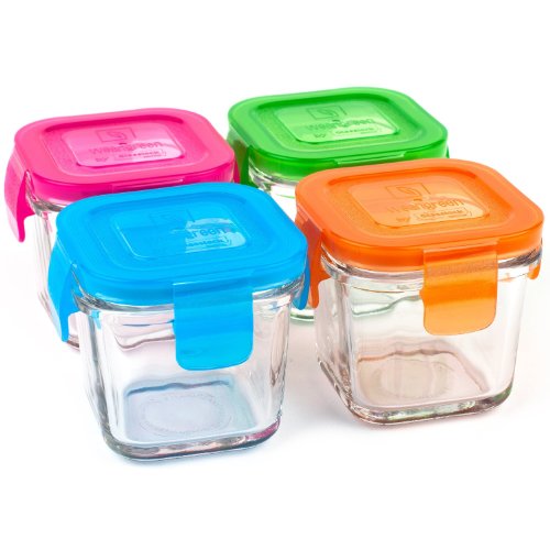 Image of Wean Green Wean Cubes Baby Food Glass Containers - Garden Pack Featuring Raspberry, Blueberry, Pea, Carrot