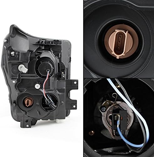 AKKON - For F-Series SuperDuty Pickup Truck Black Bezel Dual LED Tube Projector Headlights Replacement