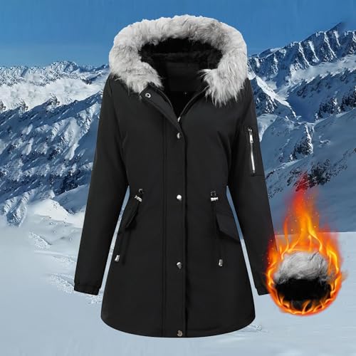 Womens Parkas Hoodies Coats for Women Long Sleeve Slim Tunic Thermal Fuzzy Hooded Fall Winter Parkas 20252