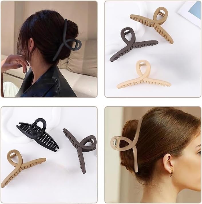 Image of Set of 4 Matte Finish Cross-Loop Hair Claw Clips for Women - Unique Design, Durable Grip, Multicolor Hair Accessories For Girls