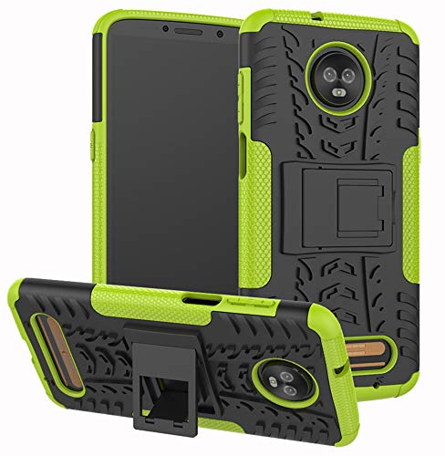Yiakeng Funda para Moto Z3, Moto Z3 Play, doble capa a prueba de golpes, delgada, protectora con función atril para Motorola Moto Z3 (verde)