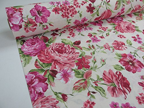 Confección Saymi Metraje 0,50 MTS Tejido loneta Estampada Ref. Cretona Color Rojo Carmesí, con Ancho 2,80 MTS.