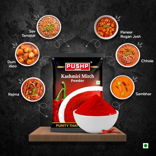 Image of Pushp Brand Kasmiri Red Chilli Powder (500gm Pack of 5)