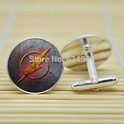 Pretty Lee Flash In Silver Cufflinks Glass Cabochon Cufflinks C3289