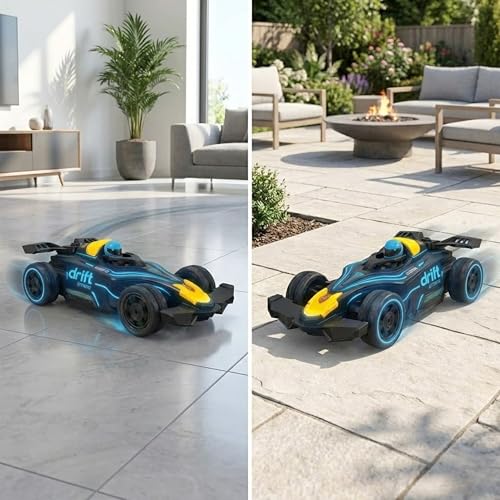 Image of Remote Control Formula Drift Smoke Car for Kids | Hand Gesture & 2.4GHz RC Car | 1:14 Scale Racing Car | 360 Rotation, RGB Lights, Music, Smoke Effects | Stunt Toy for Boys & Girls