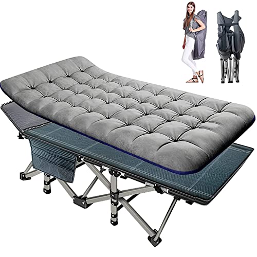 Lilypelle Folding Camping Cot, Double Layer Oxford Strong Heavy Duty Sleeping Cots with Carry Bag, Portable Travel Camp Cots for Home/Office Nap and Beach Vacation Lilypelle Folding Camping Cot, Double Layer Oxford Strong Heavy Duty Sleeping Cots with Carry Bag, Portable Travel Camp Cots for Home/Office Nap and Beach Vacation