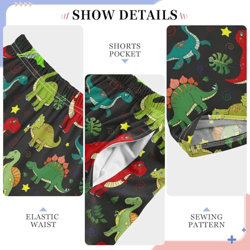 ZZXXB Dinosaurs Pattern Boys Long Pants Soft Trousers Elastic Waist Kids Lounge Bottoms with Pockets S-XL4