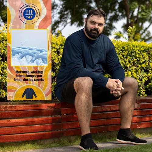 Men’s Big and Tall Long Sleeve Shirts Quick Dry Moisture Wicking Lightweight Stretch Athletic Gym Workout Tops 2 Pack3