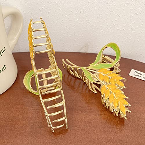 Image of PALAY Metal Wheat Claw Clip, Gold Large Strong Hold Hair Accessory
