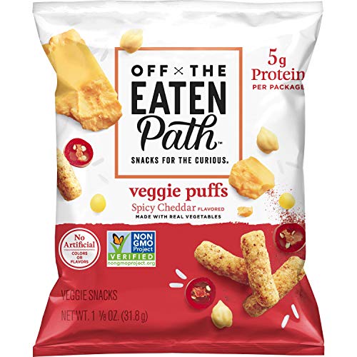 Off the Eaten Path Veggie Puffs, Spicy Cheddar, 1.125oz (Pack of 16)
