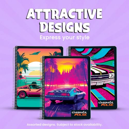 Classmate Pulse Single Subject Spiral Notebook-Pack Of 1|Single Line|200 Pages|24.0Cm X 18.0Cm|Attractive Cover Designs|Soft Cover|Notebooks For College Students(Cover May Vary As Per Availability) (Image - 3)