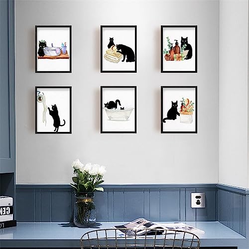 SUPERDANT Bathroom Wall Painting Black Cat Wall Art Poster Cat on Bathroom Pictures Cute Animal Picture Canvas Print Poster Cats Toilet Paper Art Posters for Restroom Funny Toilet Decor Set of 6 - Cosy Home Interiors SUPERDANT Bathroom Wall Painting Black Cat Wall Art Poster Cat on Bathroom Pictures Cute Animal Picture Canvas Print Poster Cats Toilet Paper Art Posters for Restroom Funny Toilet Decor Set of 6 - Image 5