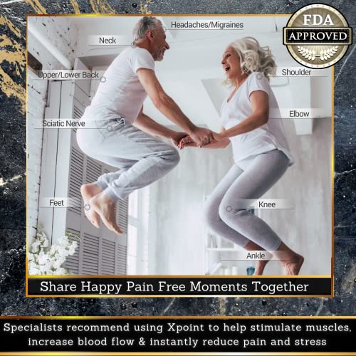 Xpoint Dual Channel Luxury TENS EMS Unit Muscle Stimulator - 24 Modes, 12 Large Electrode Pads - Back, Shoulder, Neck, Sciatica - Max Power Pain Relief Device - Rechargeable Physical Therapy Equipment