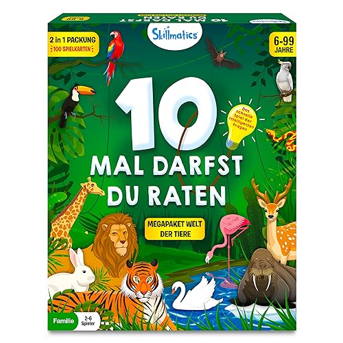 Skillmatics Kartenspiel -10 Mal darfst du raten Megapaket Welt der Tiere, Geschenke für Kinder ab 6 Jahren, Großer Spaß für den Urlaub und Spieleabende mit der Familie