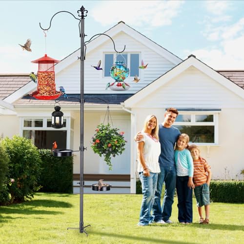 BOLITE-Bird-Feeding-Station-87-Inch-Bird-Feeder-Pole-for-Outside-Bird-Feeder-Stand-with-Enhanced-Metal-Pole78-Inch-Upgraded-in-Stability-Black-Hummingbird-Feeder-Not-Included