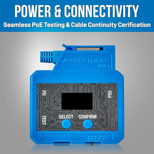 Jonard Tools POE-1 - PoE & Cable Testing Tool– Supports Passive, 802.3af/at/bt Standards, Measures Voltage, Amperage, Resistance