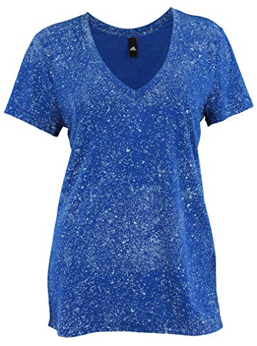 T-shirt col en V profond Adidas pour femme - Noir classique en coton