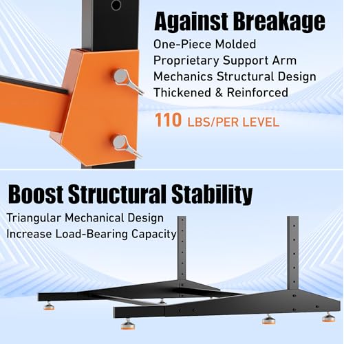 Image of 4-Tier Freestanding Kayak Rack, Pro-Grade Heavy Duty Outdoor Storage for 4 Boats, 440 lbs Max Capacity, Rust-Proof 304 Stainless Steel Hardware (Orange)