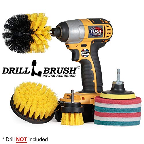 Image of Drill Brush Attachment - Toilet Brush Cleaning Supplies - Grout Cleaner | Drillbrush Power Scrubber Brush Set - Grout Brush Drill Attachment - Drill Scrubber Attachment - Bathroom Cleaner Scrub Brush