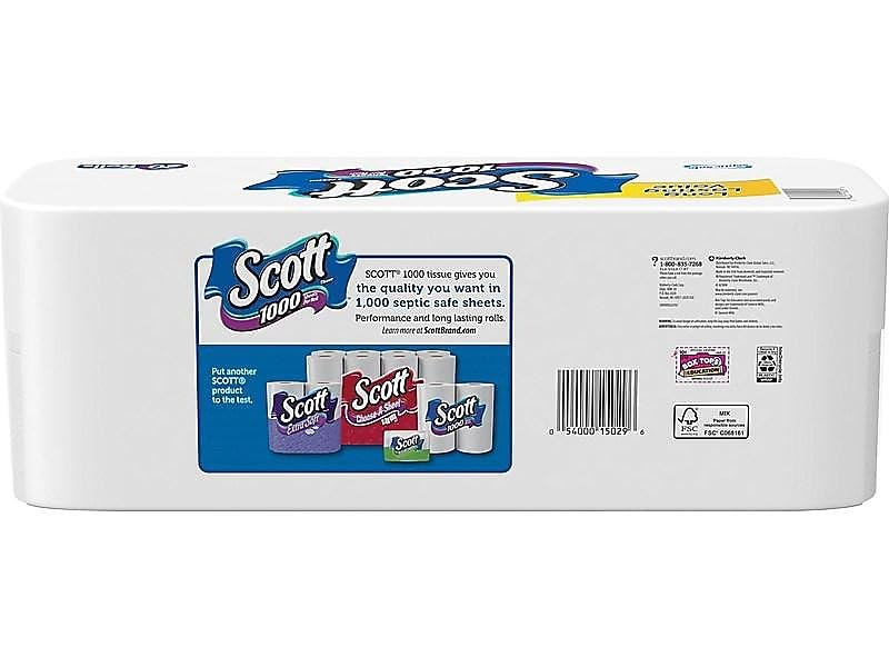 Image of Scott 1000 Sheets Per Roll Toilet Paper, Bath Tissue, 20-Rolls