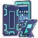 TIANLI Fire 7 2015 Case, ArmorBox [Three Layer] Convertible [Heavy Duty] Rugged Hybrid Protective With KickStand Case For Amazon Fire 7" Tablet (5th Gen) With Stylus, Navy Blue-Green