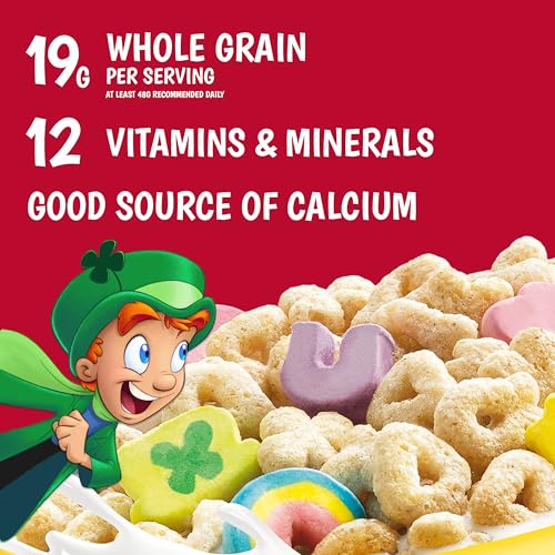 Image of Lucky Charms Gluten Free Cereal with Marshmallows, Kids Breakfast Cereal, Made with Whole Grain, Family Size, 18.6 oz