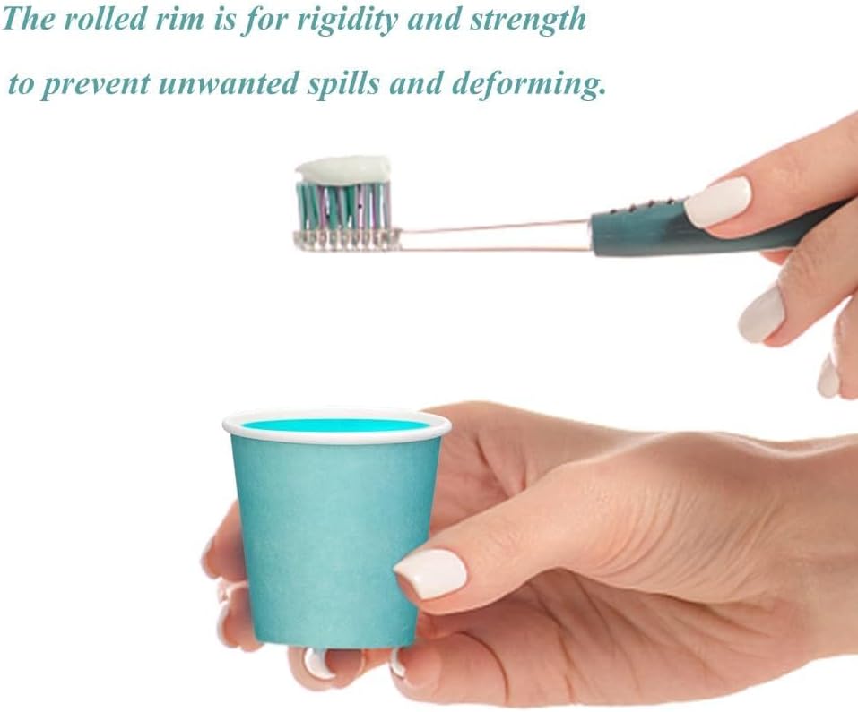 3 oz Bathroom Cups, 50 Pack Small Paper Cups Bathroom Cups Blue image 4