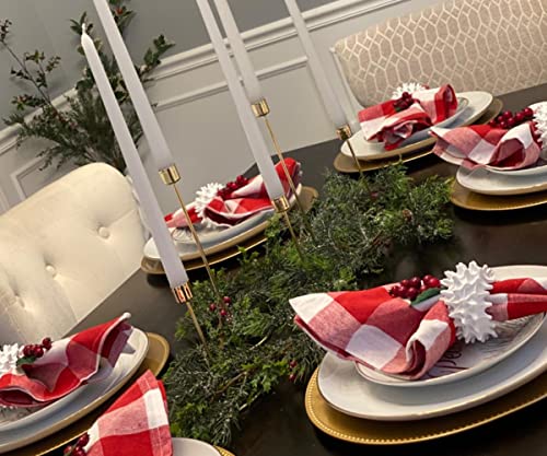 4th of July Napkins, Red Cotton Napkins Set of 6, 100% Cotton, Plaid Napkin, Checkered Gingham Napkin, Napkins Cloth Washable, Absorbent, Red Cloth Dinner for Hotel, Weddings, Farmhouse 18x18