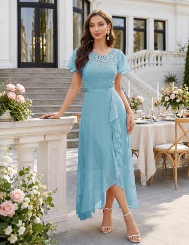 Image of BeryLove Formal Dresses for Women 2026 Wedding Guest with Slit Cocktail Elegant Lace Long Prom Dress