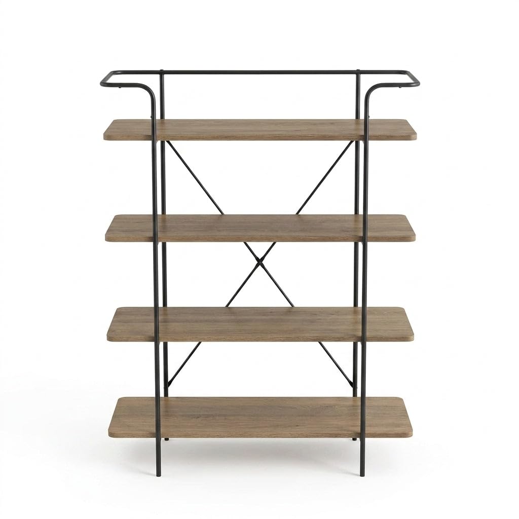 HEMAX Scaffalatura Urban 4 Ripiani, Libreria Stile Industriale in Metallo