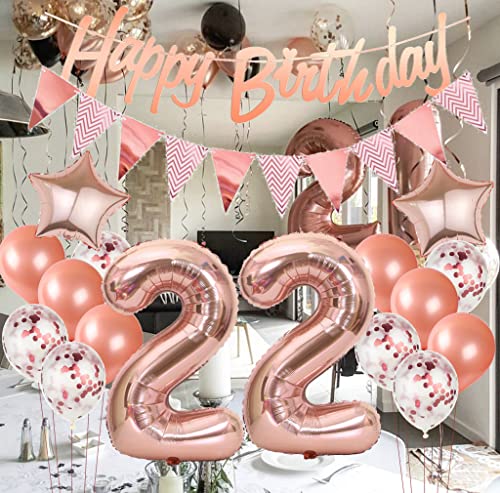Palloncini 22 Anni Compleanno donnaOro Rosa