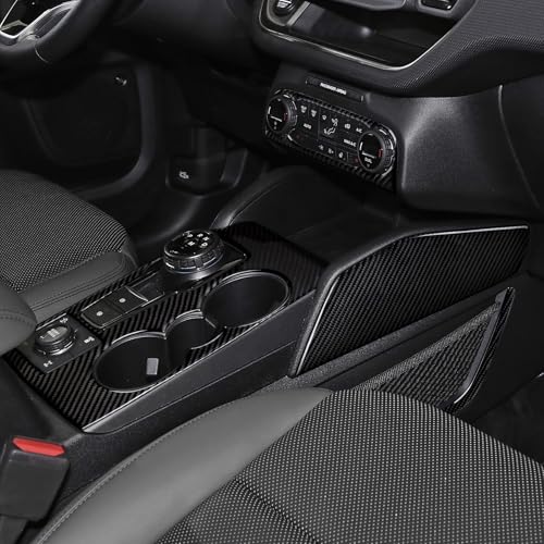 Image of Car Carbon Fiber Gear Shift Panel Side Storage Net Frame Cover Trim Decals Accessories for Ford Bronco Sport 2021 2022 2023 2024 Interior Sticker