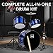 Best Choice Products 3-Piece Beginner Drum Set for Kids Juniors, w/Throne Stool, Cymbal, Drum Sticks, Bass Drum Pedal, 2 Toms - Blue/Black