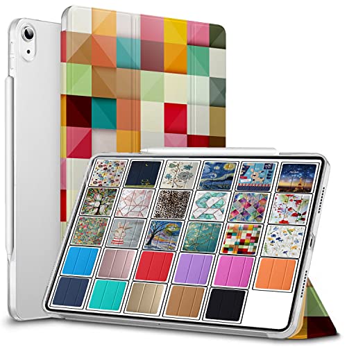 Image of DuraSafe Cases for iPad PRO 11 Inch 1 Gen 2018 [ PRO 11 1st ] A1980 A1934 A2013 A1979 MU0T2HN /A MU0Y2HN /A Printed Slim Lightweight Protective PC Dual Angle Stand Clear Flip Back Cover - Color Grid